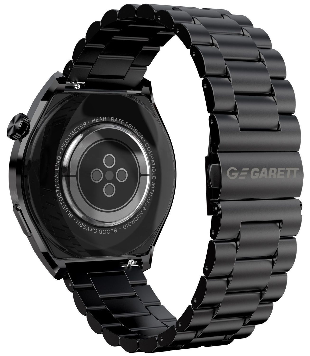 Smartwatch męski Garett V12 czarny stalowy. Smartwatch męski Garett. Zegarek męski Garett. Męski zegarek z bluetooth. Męski zegarek smartwatch z rozmowami. Zegarek z funkcjami sportowymi. Zegarek męski na bransolecie Garett idealny na prezent  (4).jpg